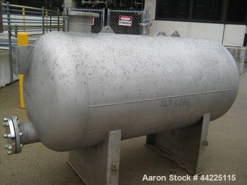 Used Steel Pro Pressure Tank, 300 Gallon, 316L Stainless Steel, Horizontal.  Internal rated 50 psi at 450 degrees F.  Built 2009, serial #18838, National Board #1452.