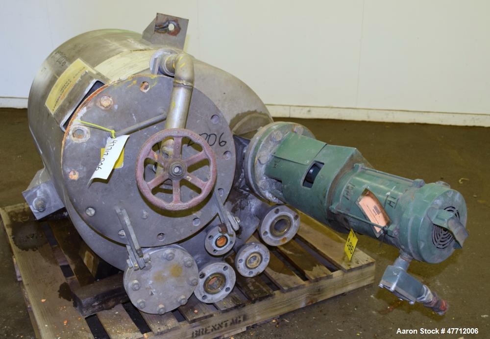 Used Steel-Pro Incorporated Pressure Tank, 100 Gallon, 316L Stainless Steel, Vertical. 30" Diameter x 34" straight side, dished top & bottom. Internal rated 45 psi at -20 to 100 degrees F. Off center...