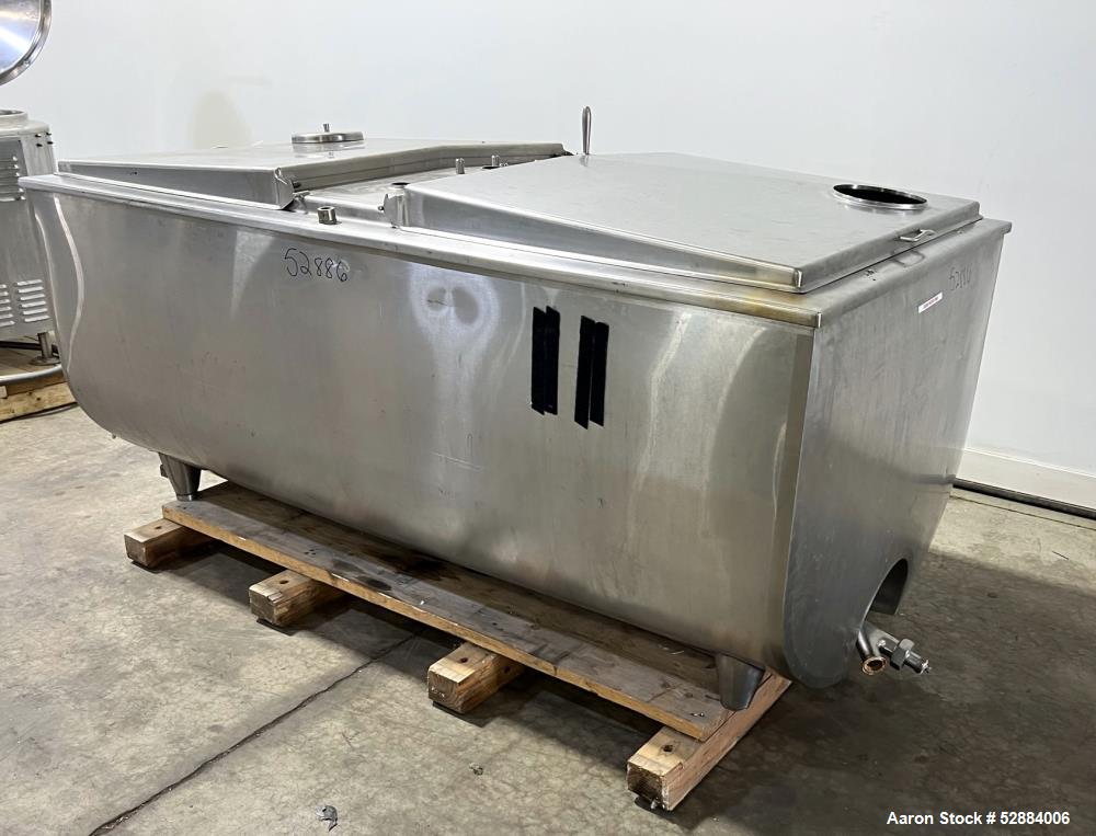 Used- Sunset Milk Cooler Tank, Model MC-300PX, Approximate 300 Gallon, Stainless Steel, Horizontal. Approximate 73" long x 3...