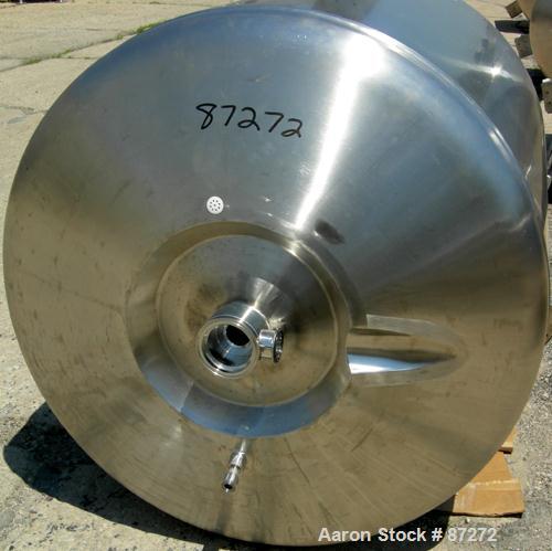 USED: T&C stainless pressure tank, 1000 liter (264 gallon), 316L stainless steel, vertical. 40" diameter x 48" straight side. Dished top and bottom. Internal rated 50 psi/FV at 301 deg F. 304 stainle...