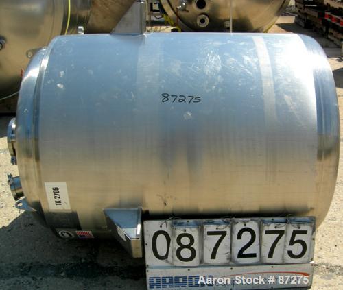 USED: T&C stainless pressure tank, 1000 liter (264 gallon), 316L stainless steel, vertical. 40" diameter x 48" straight side. Dished top and bottom. Internal rated 50 psi/FV at 301 deg F. 304 stainle...