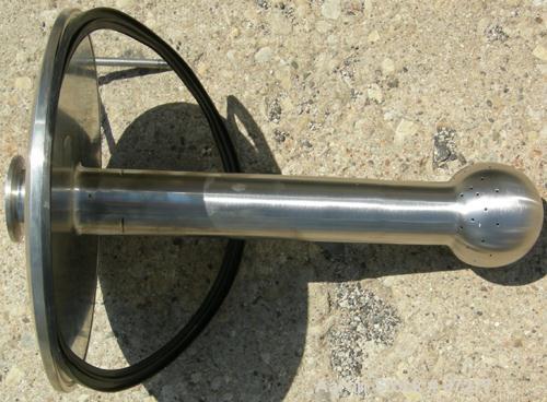 USED: T&C stainless pressure tank, 1000 liter (264 gallon), 316L stainless steel, vertical. 40" diameter x 48" straight side. Dished top and bottom. Internal rated 50 psi/FV at 301 deg F. 304 stainle...