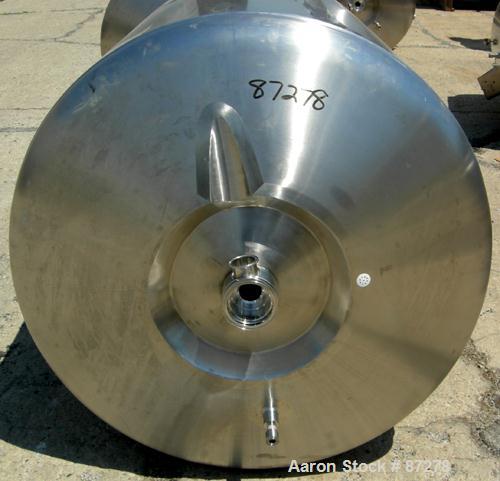 USED: T&C stainless pressure tank, 1000 liter (264 gallon), 316L stainless steel, vertical. 40" diameter x 48" straight side. Dished top and bottom. Internal rated 50 psi/FV at 301 deg F. 304 stainle...