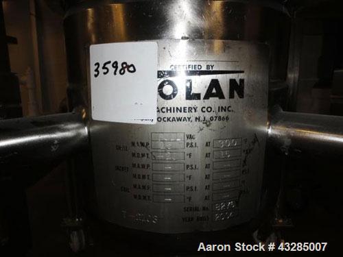 Used Tolan Pressure Receiver, 5 Gallon, Stainless Steel. 11.5” Diameter x 11” straight side, flat removable top, dish bottom. Internal rated 15 psi and full vacuum at 300 degrees F. Mounted on legs. ...