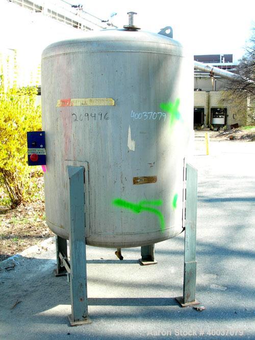 Used: Tri-Angle Welding pressure tank, 400 gallon, model VT-48-48, stainless steel, vertical. 48" diameter x 48" straight side, dished top and bottom. Internal rated 150 psi at 365 deg.f.. Openings t...