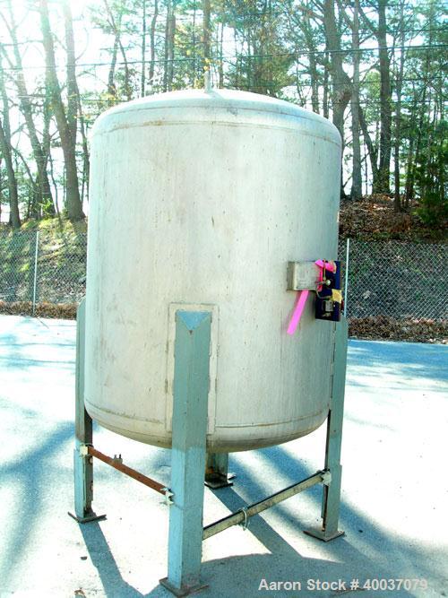 Used: Tri-Angle Welding pressure tank, 400 gallon, model VT-48-48, stainless steel, vertical. 48" diameter x 48" straight side, dished top and bottom. Internal rated 150 psi at 365 deg.f.. Openings t...