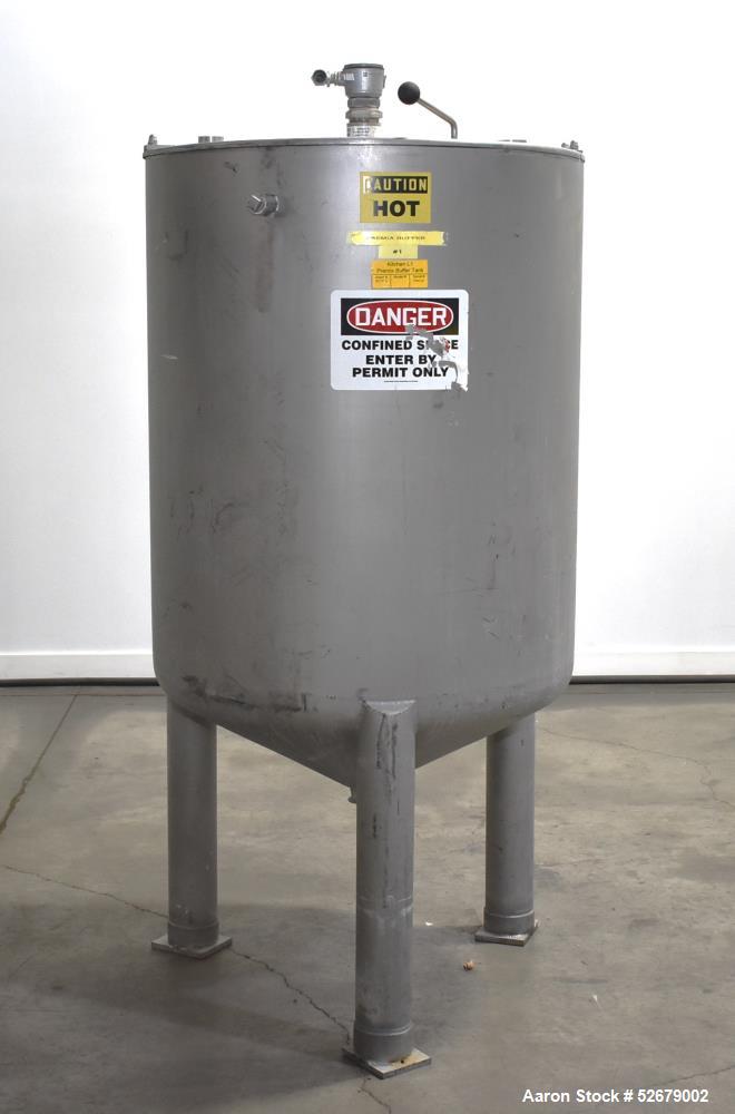 Used Stainless Steel Jacketed Tank, Approximate 150 Gallon, Stainless Steel, Vertical. Approximate 32" diameter x 41-1/2" straight side. Flat top, cone bottom. Jacket rated 22psi maximum. Approximate...