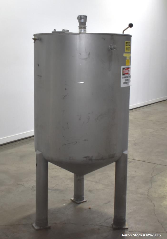 Used- Stainless Steel Jacketed Tank, Approximate 150 Gallon, Stainless Steel, Vertical. Approximate 32" diameter x 41-1/2" s...