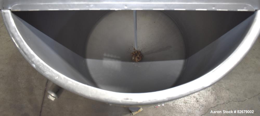 Used Stainless Steel Jacketed Tank, Approximate 150 Gallon, Stainless Steel, Vertical. Approximate 32" diameter x 41-1/2" straight side. Flat top, cone bottom. Jacket rated 22psi maximum. Approximate...