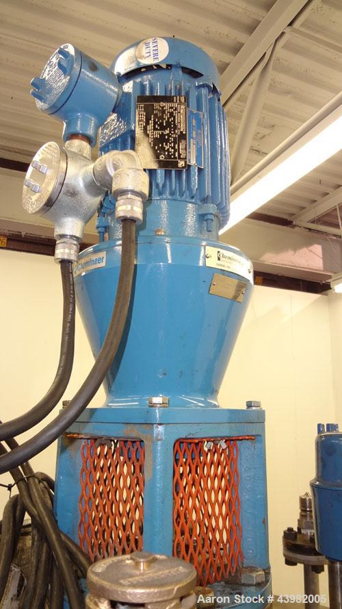 Used Val-Fab Tank, 150 Gallon, 316L Stainless Steel, Vertical. 36” Diameter x 31” straight side, flat bolt on top, dished bottom. Top entering Cheminner agitator with mechanical seal. Approximate 1” ...