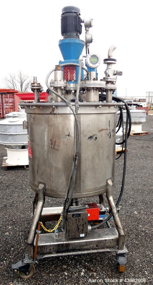 Used- Val-Fab Tank, 150 Gallon, 316L Stainless Steel, Vertical. 36" Diameter x 31" straight side, flat bolt on top, dished b...