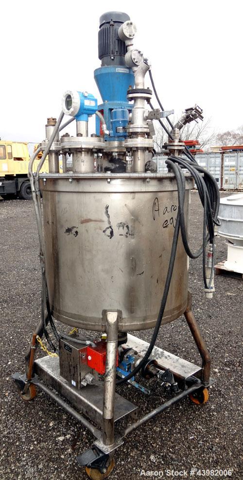 Used- Val-Fab Tank, 150 Gallon, 316L Stainless Steel, Vertical. 36" Diameter x 31" straight side, flat bolt on top, dished b...