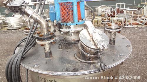 Used Val-Fab Tank, 150 Gallon, 316L Stainless Steel, Vertical. 36" Diameter x 31" straight side, flat bolt on top, dished bottom. Top entering Cheminner agitator with mechanical seal. Approximate 1" ...