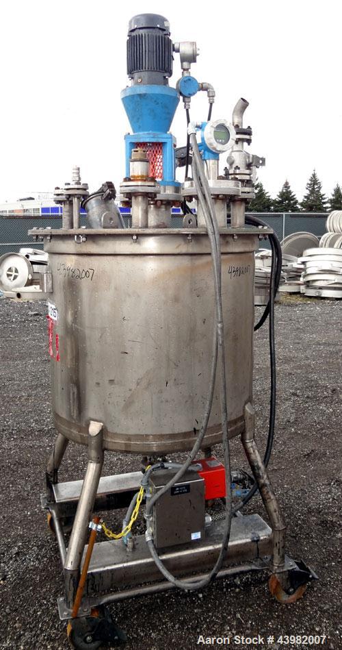 Used- Val-Fab Tank, 150 Gallon, 316L Stainless Steel, Vertical. 36” Diameter x 31” straight side, flat bolt on top, dished b...