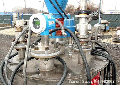 Used Val-Fab Tank, 150 Gallon, 316L Stainless Steel, Vertical. 36” Diameter x 31” straight side, flat bolt on top, dished bottom. Top entering Cheminner agitator with mechanical seal. Approximate 1” ...