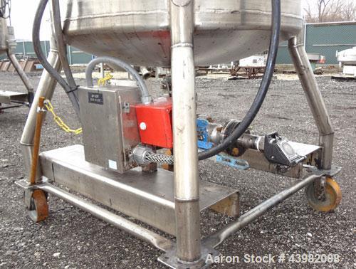 Used Val-Fab Tank, 150 Gallon, 316L Stainless Steel, Vertical. 36” Diameter x 31” straight side, flat bolt on top, dished bottom. Top entering Cheminner agitator with mechanical seal. Approximate 1” ...