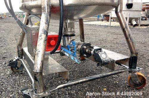 Used Val-Fab Tank, 150 Gallon, 316L Stainless Steel, Vertical. 36" Diameter x 31" straight side, flat bolt on top, dished bottom. Top entering Cheminner agitator with mechanical seal. Approximate 1" ...
