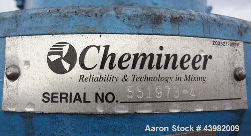Used Val-Fab Tank, 150 Gallon, 316L Stainless Steel, Vertical. 36" Diameter x 31" straight side, flat bolt on top, dished bottom. Top entering Cheminner agitator with mechanical seal. Approximate 1" ...