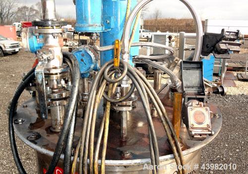 Used Val-Fab Tank, 150 Gallon, 316L Stainless Steel, Vertical. 36" Diameter x 31" straight side, flat bolt on top, dished bottom. Top entering Cheminner agitator with mechanical seal. Approximate 1" ...