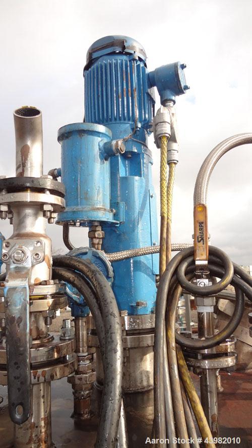 Used Val-Fab Tank, 150 Gallon, 316L Stainless Steel, Vertical. 36" Diameter x 31" straight side, flat bolt on top, dished bottom. Top entering Cheminner agitator with mechanical seal. Approximate 1" ...