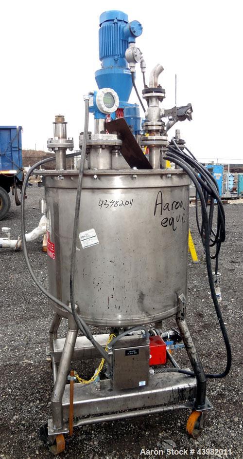 Used- Val-Fab Tank, 150 Gallon, 316L Stainless Steel, Vertical. 36" Diameter x 31" straight side, flat bolt on top, dished b...