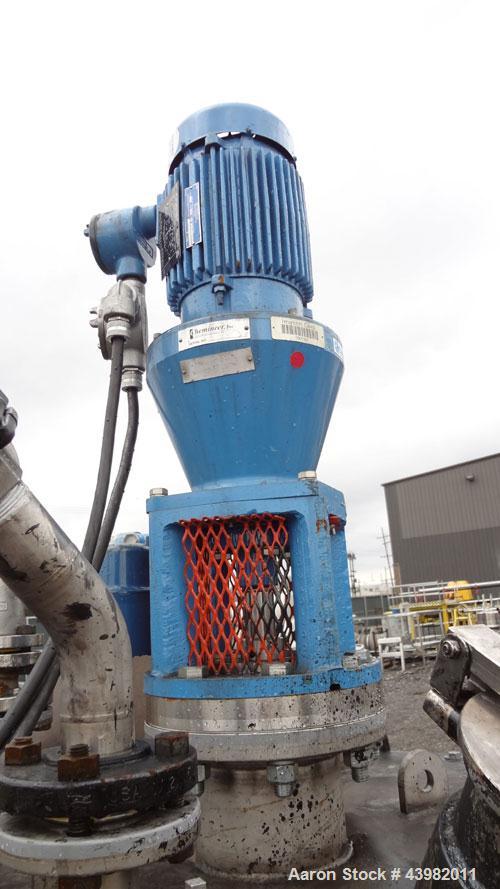 Used Val-Fab Tank, 150 Gallon, 316L Stainless Steel, Vertical. 36" Diameter x 31" straight side, flat bolt on top, dished bottom. Top entering Cheminner agitator with mechanical seal. Approximate 1" ...