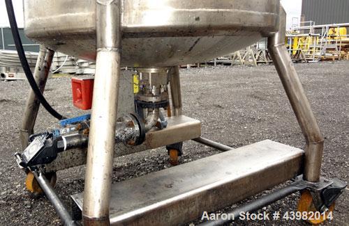 Used Val-Fab Tank, 150 Gallon, 316L Stainless Steel, Vertical. 36" Diameter x 31" straight side, flat bolt on top, dished bottom. Top entering Cheminner agitator with mechanical seal. Approximate 1" ...