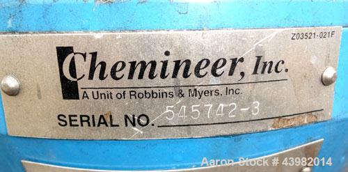 Used Val-Fab Tank, 150 Gallon, 316L Stainless Steel, Vertical. 36" Diameter x 31" straight side, flat bolt on top, dished bottom. Top entering Cheminner agitator with mechanical seal. Approximate 1" ...