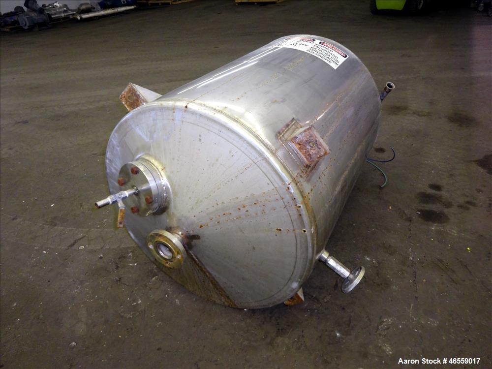 Used Vendome Tank, Approximate 200 Gallon, 316 Stainless Steel, Vertical. Approximate 36" diameter x 44" straight side. Welded flat top with 1/2 hinged cover, cone bottom. Openings top: 3", (2) 2", 1...