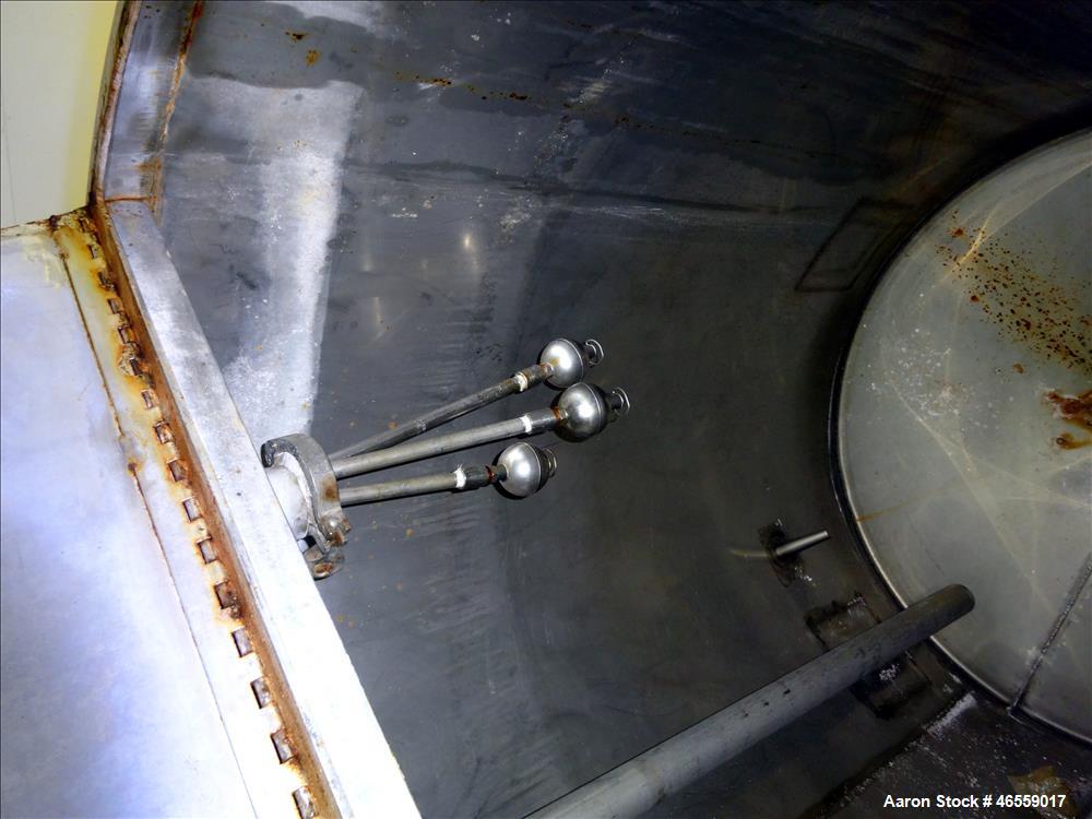 Used Vendome Tank, Approximate 200 Gallon, 316 Stainless Steel, Vertical. Approximate 36" diameter x 44" straight side. Welded flat top with 1/2 hinged cover, cone bottom. Openings top: 3", (2) 2", 1...