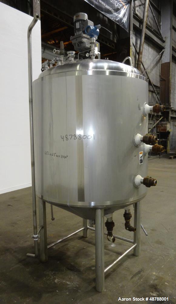 Used Walker Stainless Jacketed Tank, Model PZ-CB-PV, Approximately 350 Gallon,