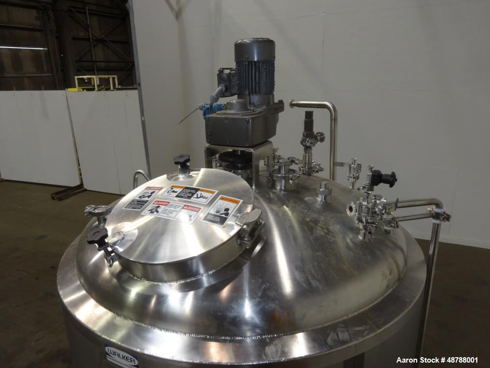 Used Walker Stainless Jacketed Tank, Model PZ-CB-PV, Approximately 350 Gallon,