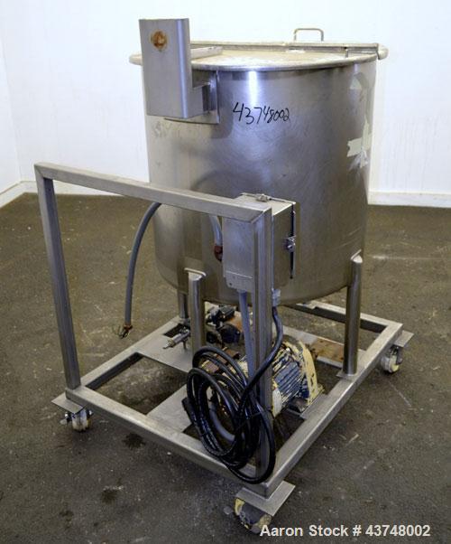 Used- Walker Stainless Tank, 80 Gallon, 316 Stainless Steel, Vertical. 30” Diameter x 29” straight side. Open top with a 2 p...