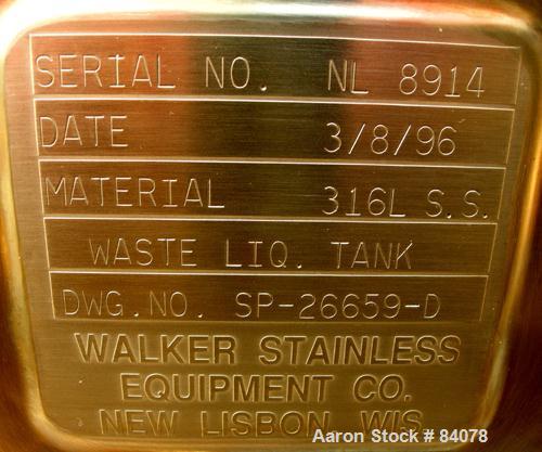Used- 25 Gallon Stainless Steel Walker Stainless Waste Liquid Tank