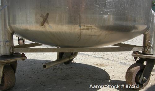 USED: Walker Stainless Pressure Tank, 120 gallon, 304 stainless steel, vertical. 30" diameter x 37" straight side, dish top and bottom. Internal rated 25 psi at 100 deg F. Openings: top (2) 5/8", 14"...
