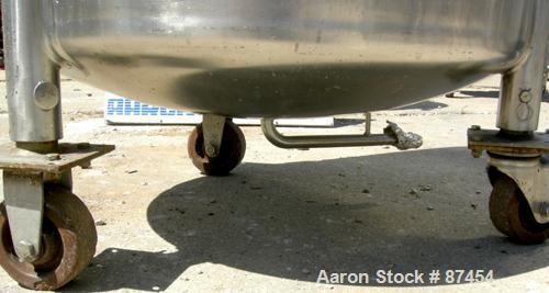 USED: Walker Stainless Pressure Tank, 120 gallon, 304 stainless steel, vertical. 30" diameter x 37" straight side, dish top and bottom. Internal rated 25 psi at 100 deg F. Openings: top (2) 5/8", 14"...