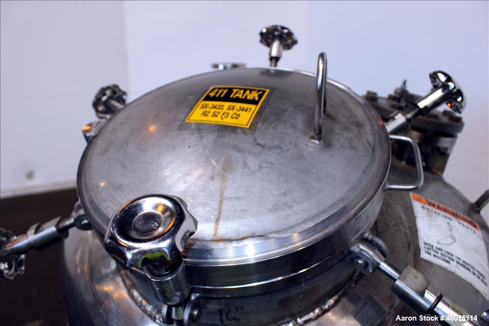 Used Watson Metal Masters Pressure Tank, 250 Gallon, 316L Stainless Steel, Vertical. 39-1/4" Diameter x 42" straight side, dished top & bottom. Internal rated 80 psi at -20 to 300 degrees F. Off cent...