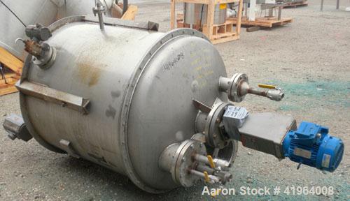 Used Whiting Metals Tank, 400 Gallon, 316 stainless steel, vertical. 48" diameter x 48" straight side, dished top and bottom, vessel rated to 150 deg F. Top entering Philadelphia agitator, model PMV-...