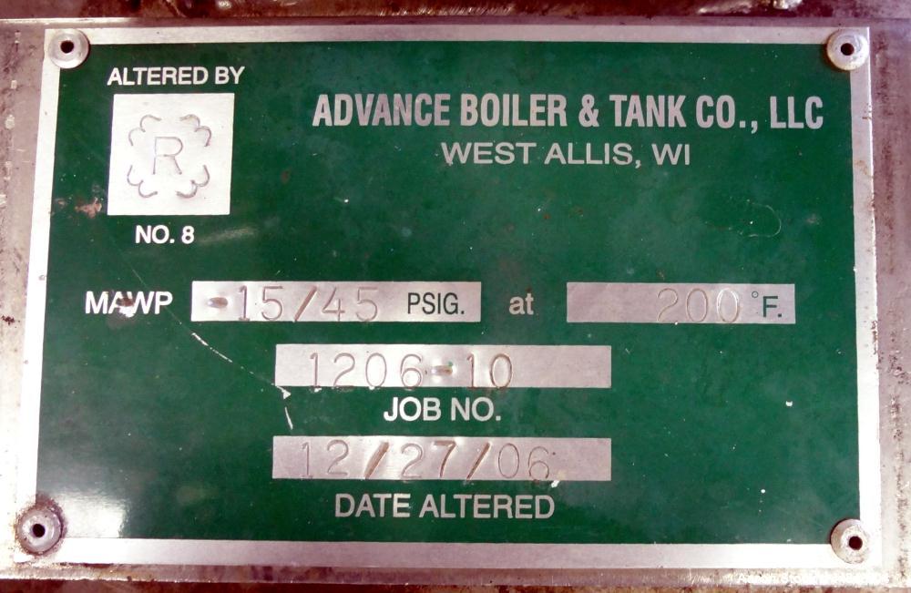 Used 100 Gallon Stainless Steel Whiting Metals Pressure Tank