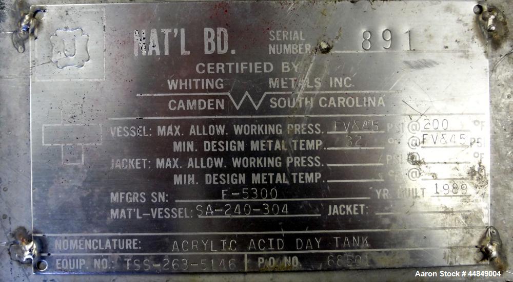 Used 100 Gallon Stainless Steel Whiting Metals Pressure Tank