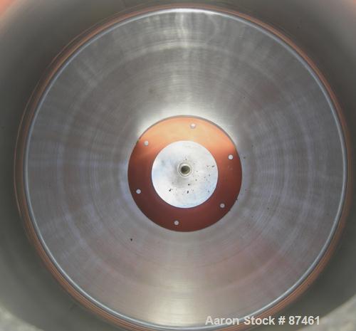 Used Will Flow Pressure Tank, 60 Gallon, 304 Stainless Steel, Vertical. 24" Diameter x 27" straight side, dish top and bottom. Internal rated 25 psi at 100 deg F. Openings: top (2) 5/8" NPT, 6"; 5/8"...