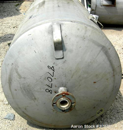 USED: Wolfe mechanical tank, 275 gallon, 304 stainless steel, vertical. Approximate 36" diameter x 60" straight side. Flat top, dish bottom. Openings: top (3) 2", (2) 3"; 2" center bottom outlet. (4)...