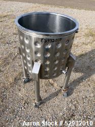 Used- Jacketed Tank, Approximate 20 Gallon, Stainless Steel, Vertical. Approximate 18" diameter x 18" straight side. Flat op...