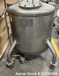 Used- Amherst Stainless Steel Pressure Tank, Approximately 75 Gallon, 304L Stainless Steel, Vertical. Approximate 30" diamet...