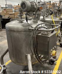 Used- Amherst Stainless Steel Pressure Tank, Approximately 75 Gallon, 304L Stainless Steel, Vertical. Approximate 30" diamet...