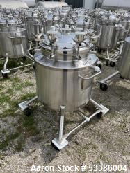 Used- Precision Stainless 103 Liter / 27.2 Gallon Jacketed Tank, 316L Stainless Steel, Vertical. Approximate 20" diameter x ...