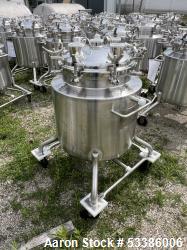 Used- Precision Stainless 103 Liter / 27.2 Gallon Jacketed Tank, 316L Stainless Steel, Vertical. Approximate 20" diameter x ...