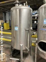 Used-Alpha Stainless Tank, Approximate 250 Gallon, Stainless Steel, Vertical. Approximate 36" diameter x 57" straight side, ...