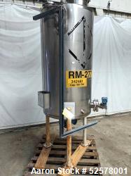 Used- Nova Fabricating 150 Gallon Tank, 316L Stainless Steel, Vertical. Approximate 30" diameter x 54" straight side. Dished...