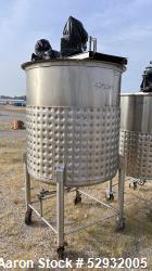 Used- Stainless Steel Approximate 350 Gallon Mix Tank, Vertical. Approximate 46" diameter x 46" straight side. Flat top with...